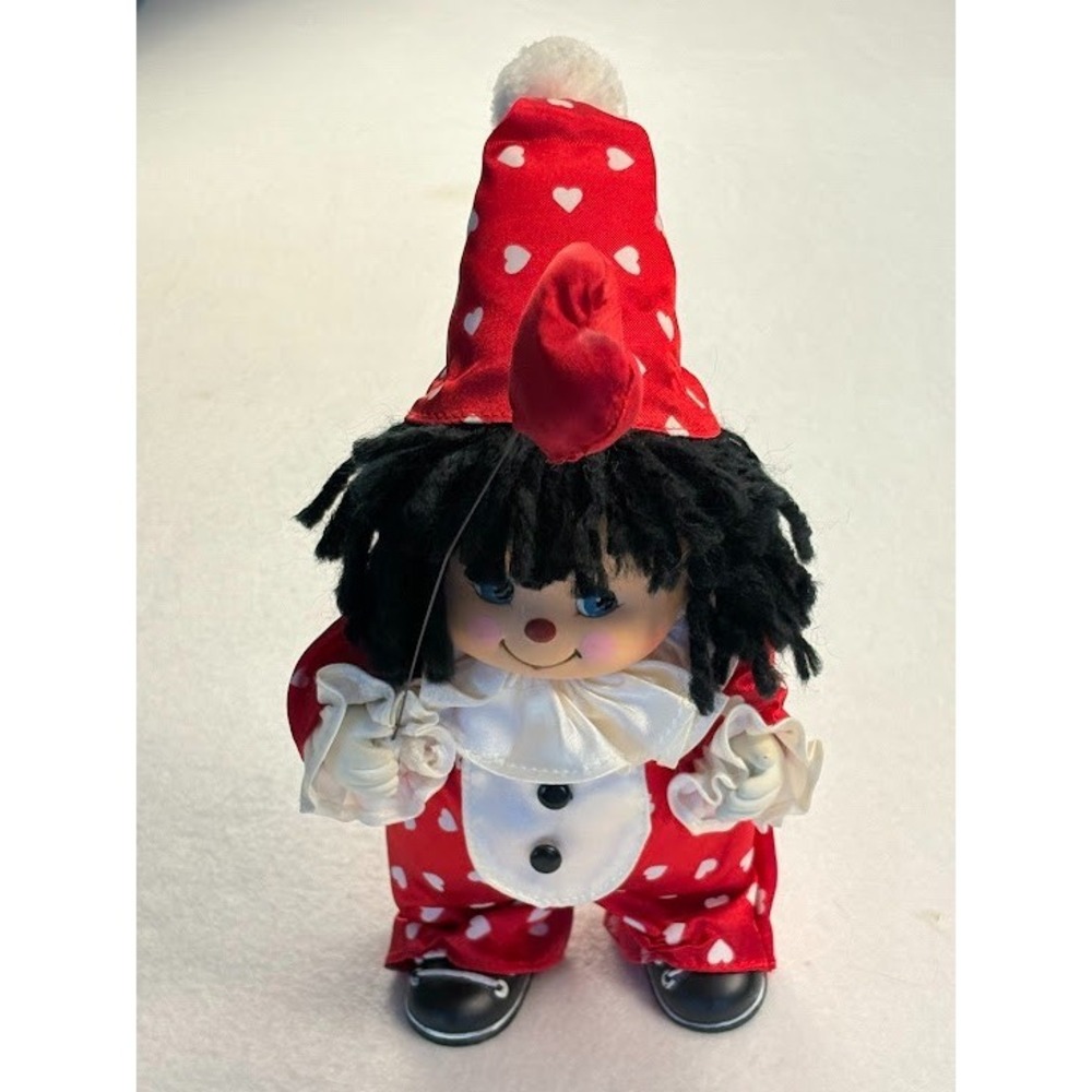 1991 Brinn's Doll Porcelain Clown Doll Heart Print Costume Heart Balloon‎